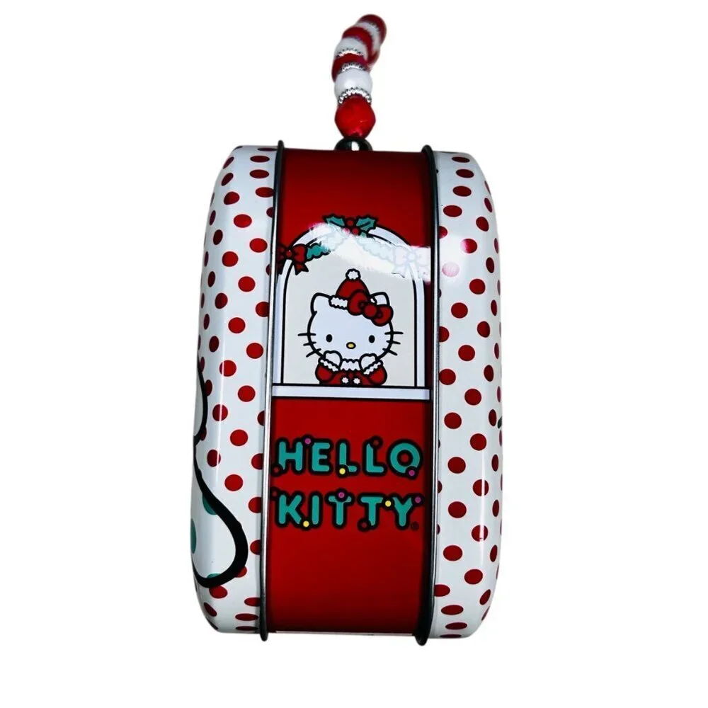 Hello Kitty Sanrio Happy Holiday Christmas Purse Tin Beaded